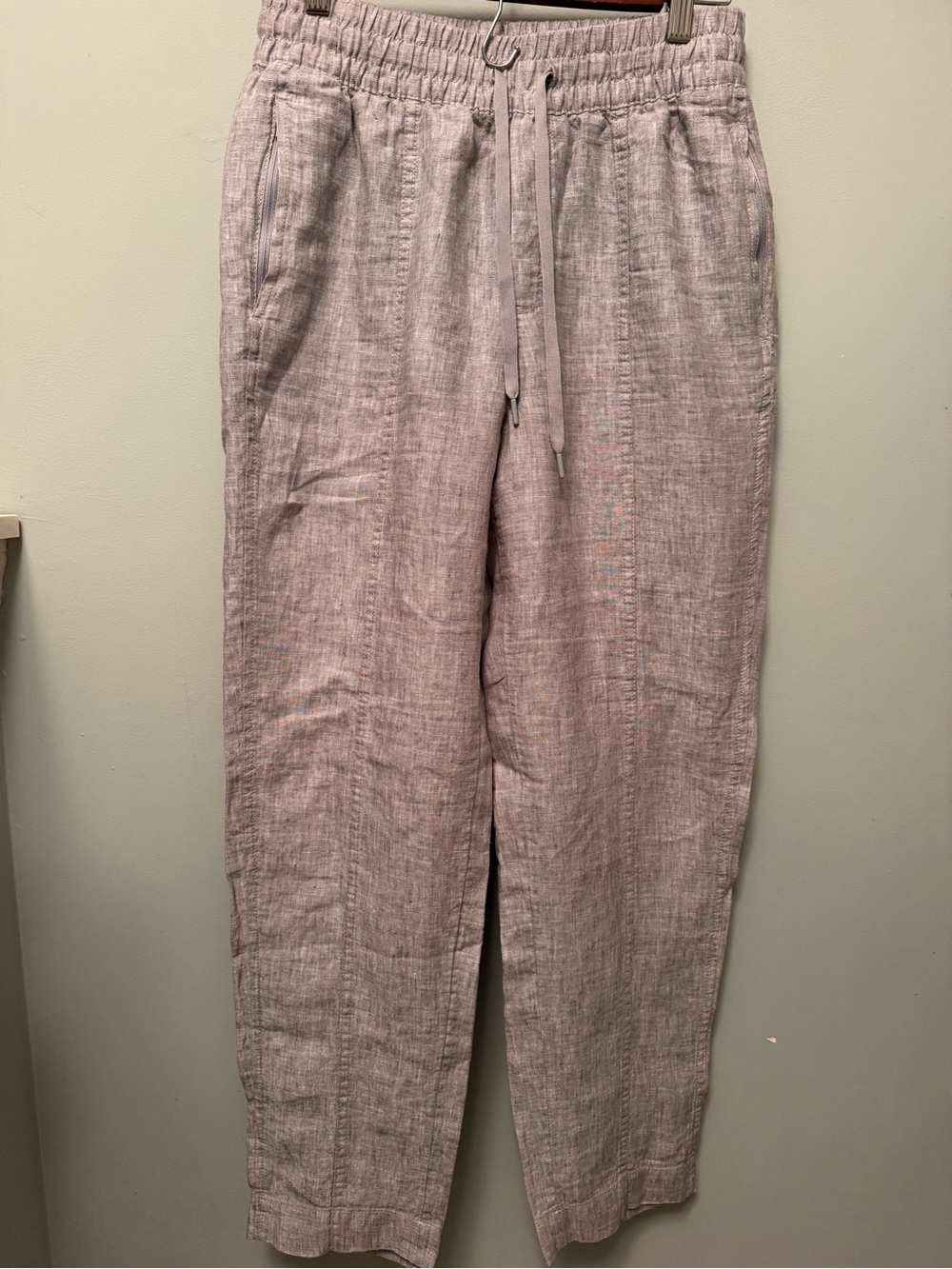 Athleta Gray/Blue Straight Leg Linen Pants